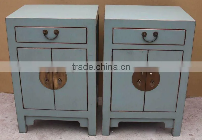 Chinese antique living room blue bedside cabinet