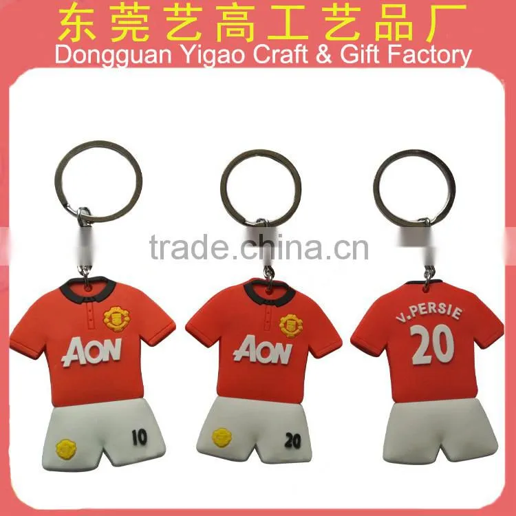 Factory customized embossed soft pvc t shirt keychain