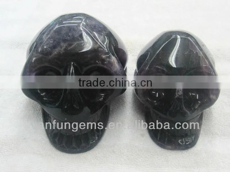 Gemstone carved skull amethyst skull