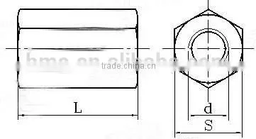 metric threads yellow zinc plated M20 mild steel hexagonal coupling nuts