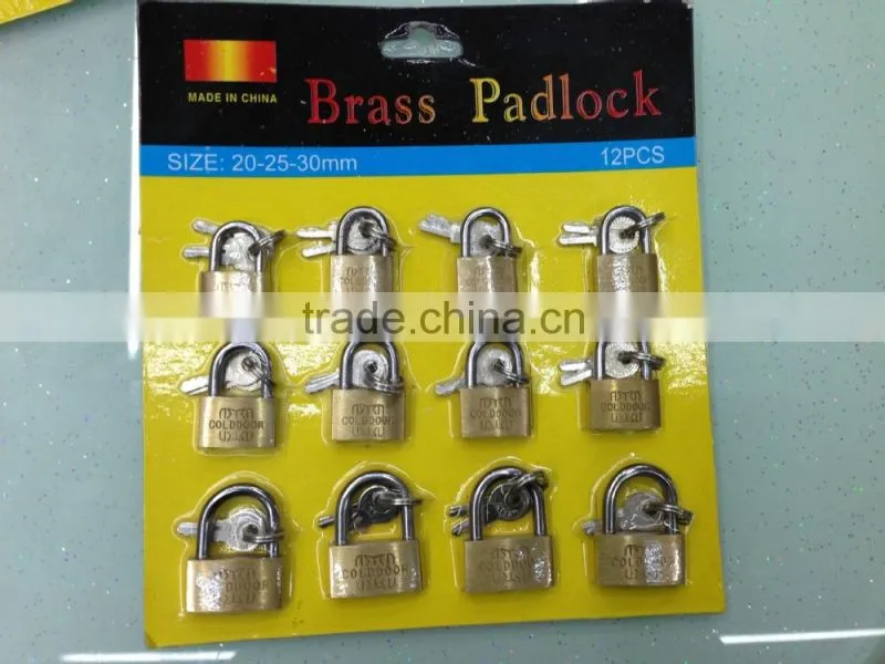 brass color blister card packing cheap padlock