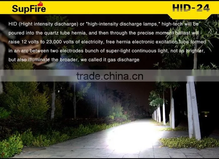 Rechargeable 24w high power 1600lm hid xenon torch flashlight with CE
