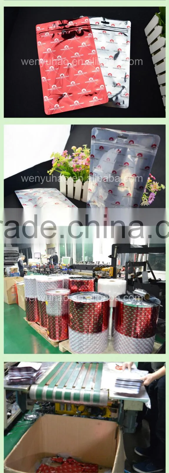 3 layers lamination aluminum high quality printing bag with custom style / aluminum foil packing bag with clear window