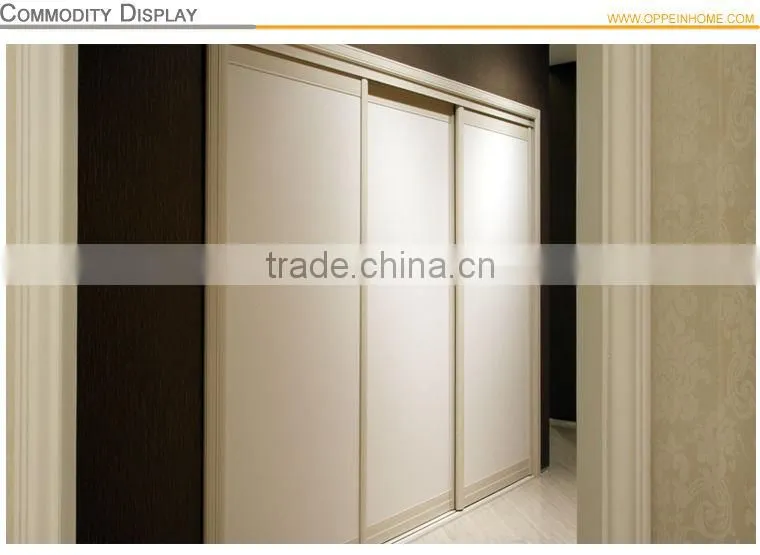 OPPEIN White Wardrobe with 3 Sliding Doors for Bedroom Furniture