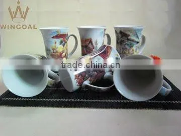 porcelain mug with decal,porceain mug with handle, porcelain mug