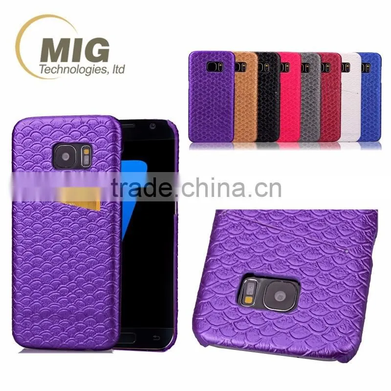 Scale pattern Skin leather case and PC hard cover with card slot on the back for iphone 6s Phone case