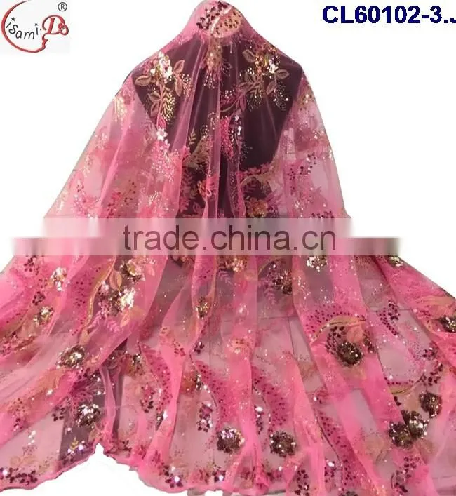 CL60102 July latest modern transparent breatheable lace fabric fantastic embroidery sequins shiny eyecatching net french lace