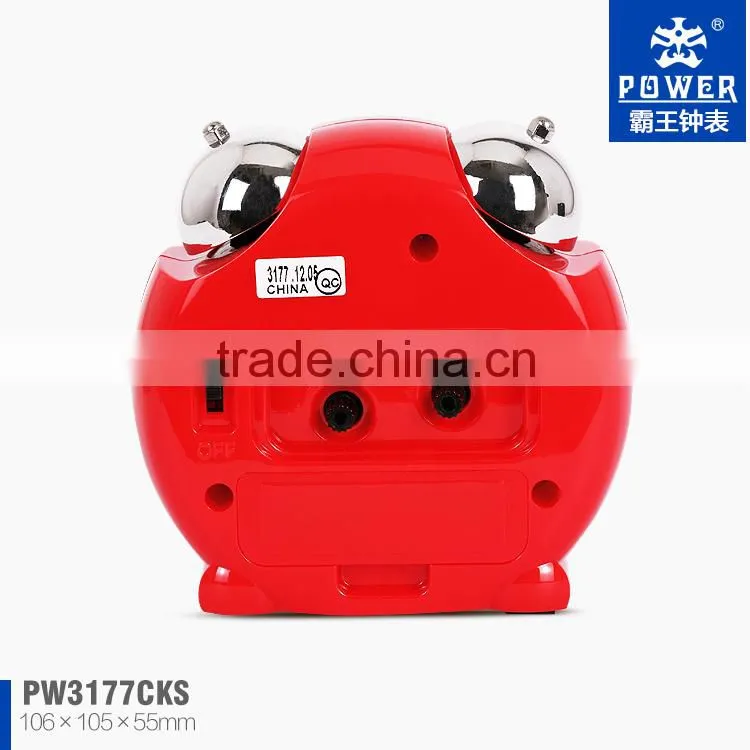 Small alarm clock with Red/White/Blue colors Round light clock sweep second hand alarm clock
