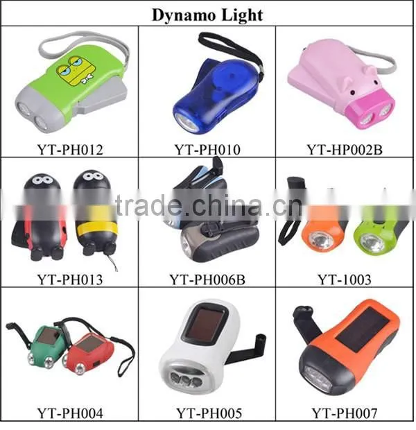 Hand crank emergency Dynamo Solar 3 LED Hand Rechargeable Flashlight