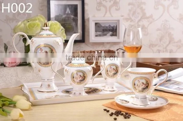 europe styple 200ml bone china cup & saucer flower with gold-rim cup with saucer