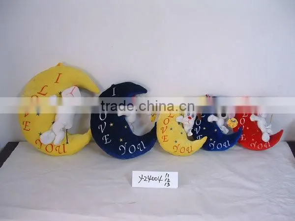 beautiful customized soft plush stuffed spotty dog animal toy with embroidered bone pillow&silk bowtie for valentine day