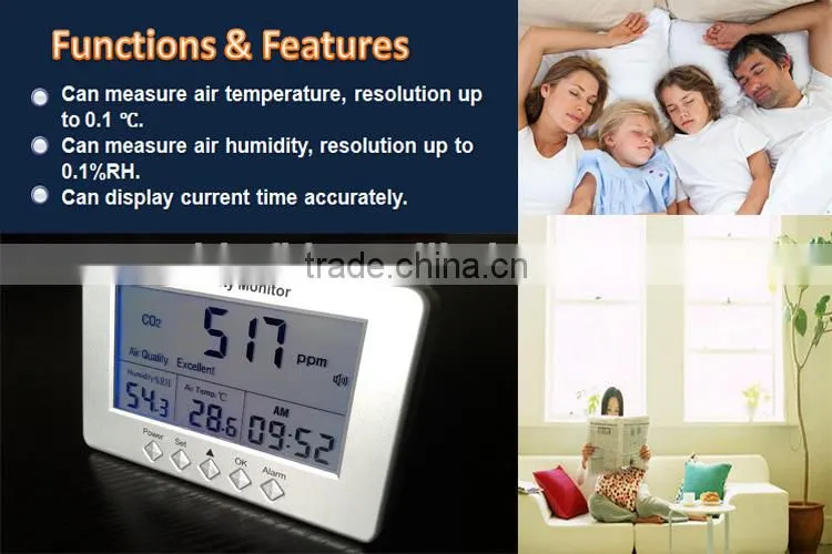 High accuracy multi-function indoor air quality monitor, portable CO2 monitor AQ-01