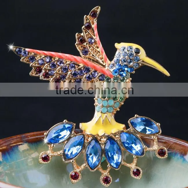 Vintage crystal bird custom brooch