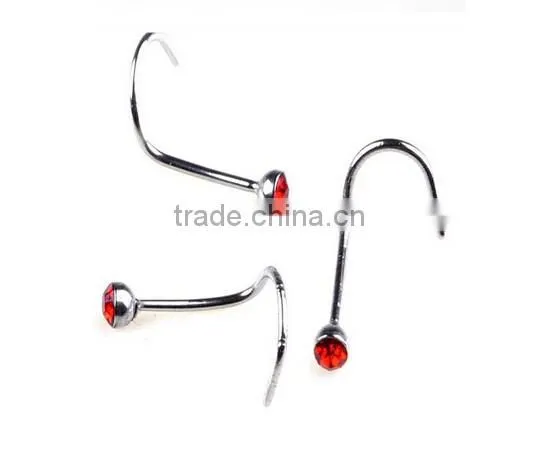 Nose Retainer Rings Studs hide piercing Bio Flexible Clear Screw On Gems