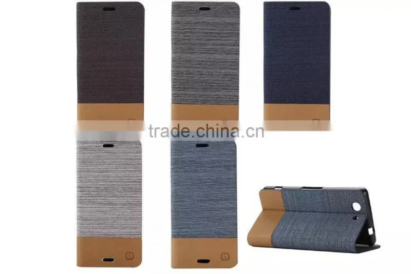 Fabric wallet leather case for Sony Xperia Z3 mini