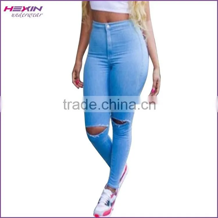 High Quality Factory Price Black Ripped Cheap Woman Fashion Jeans Factory