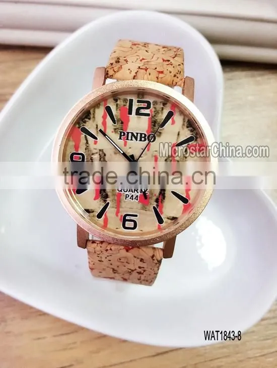 2016 new fashion different color spot wooden wrist watch