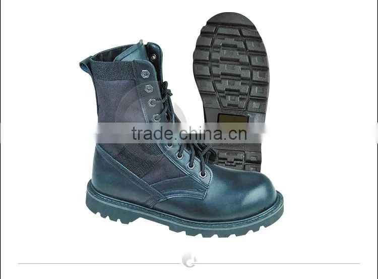 Hongjin Black Waterproof Military Leather Boots