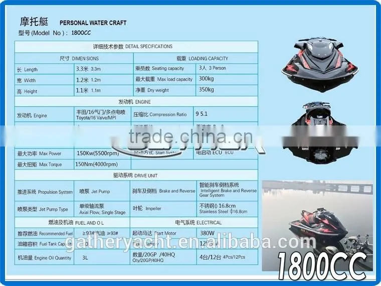 Gather jet ski factory new design 1800cc jet ski for sale