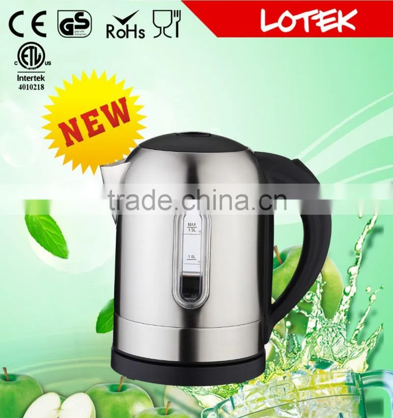 home appliance striking blue LED secure clik on lid stainless steel electric kettle