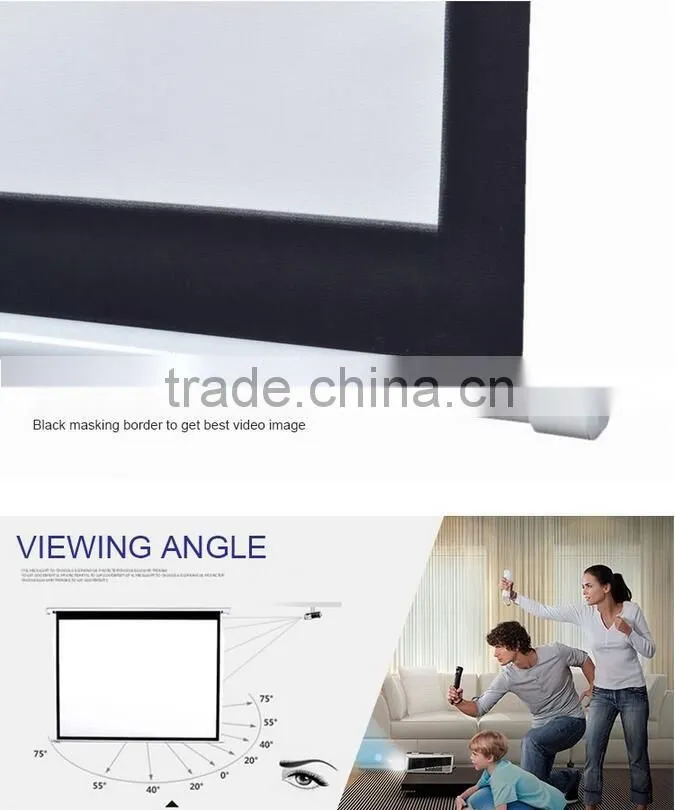 CE certificated 60"-300" Motorized Projection Screen with iron housing