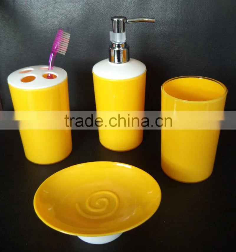 Yellow PS meticulous dyeing processes 4 pcs bath set