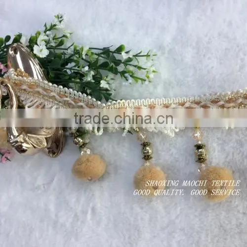 wholesale curtain lace soft ball tassel fringes for home textile accessory