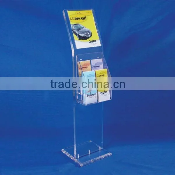 2-sided acrylic library magazine rack with sign holder