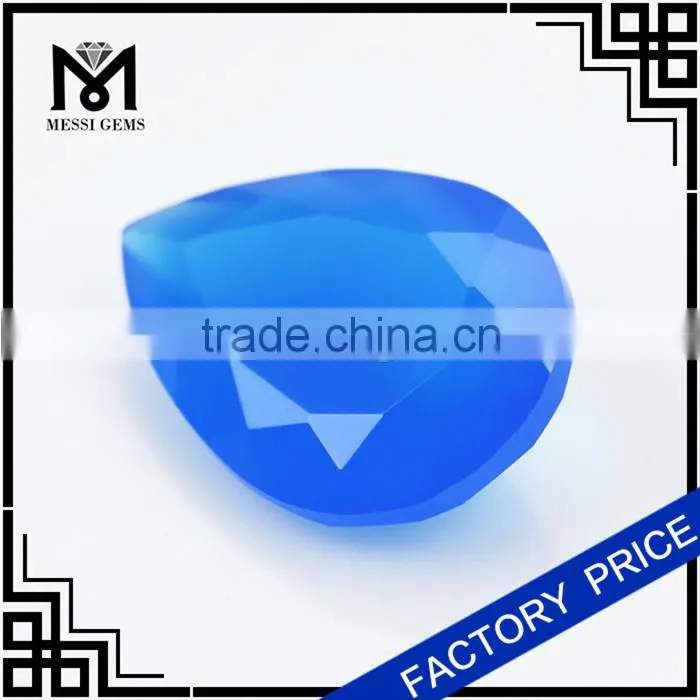 Jewelry Blue Agate Gem Stone Pear Cut Machine Agate Stone
