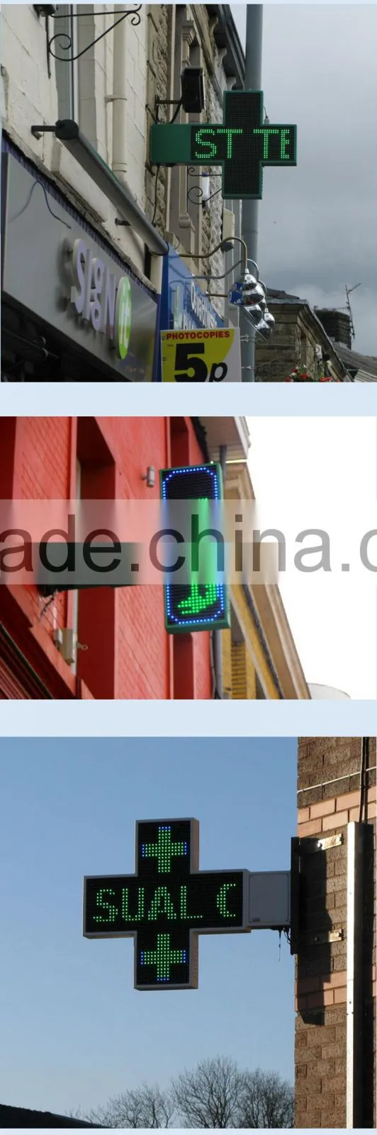 outdoor LED Pharmacy green Cross display sign