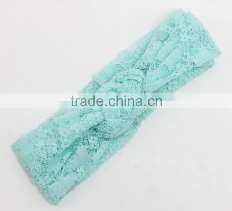 Wholesale 2016 New Knitting Cross Lace Headbands For Baby Girls / OEM Wholesale kids or women elastic wide lace headband