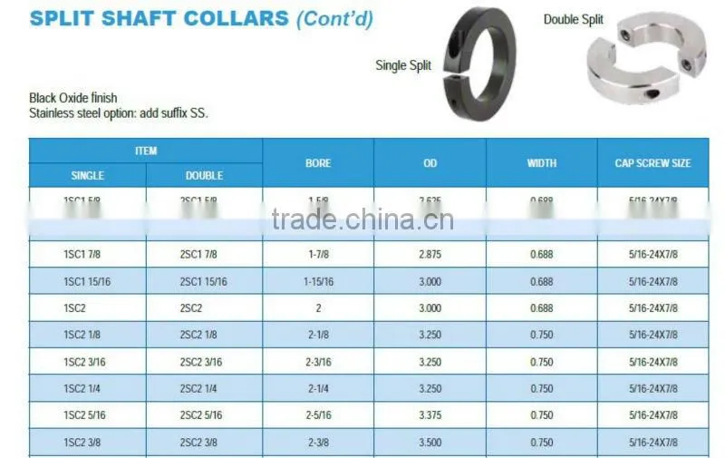 double split shaft collars