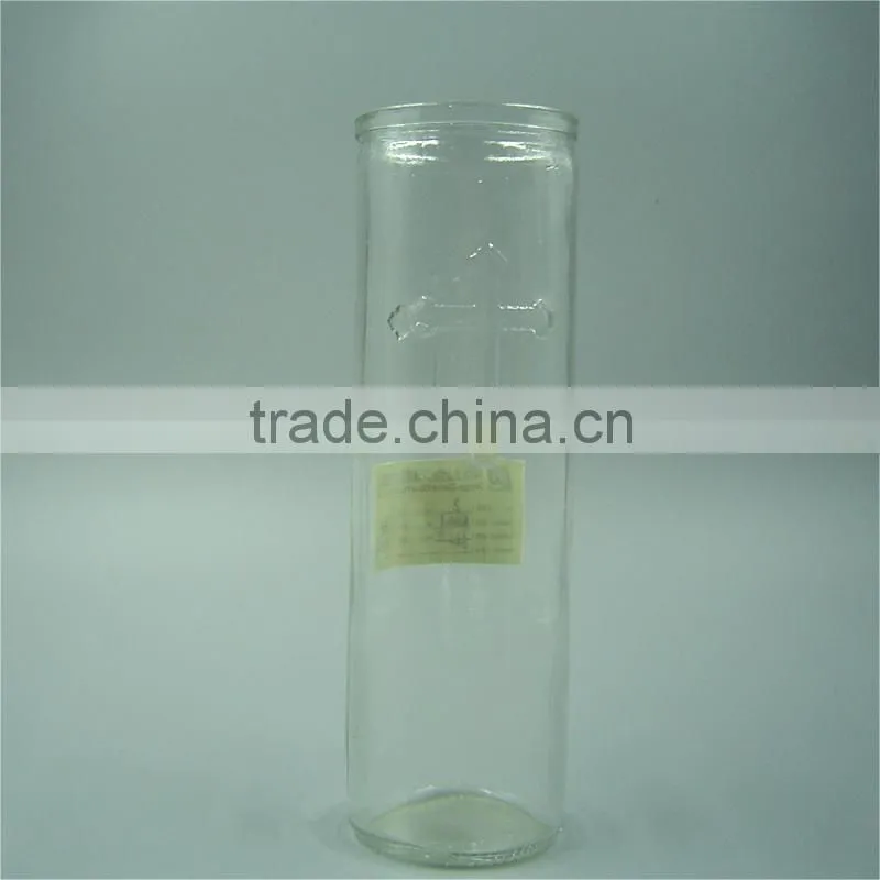 400ml Clear Straight Side Cylinder Glass Vase Ornamenting with Cross Engraving