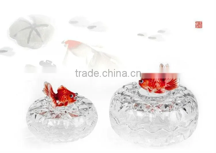 RORO gold fish enamel crystal glass candy holder