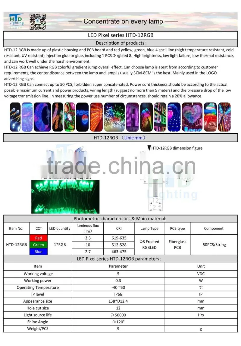 small spot led Direct pixel light F8 hat 12mm