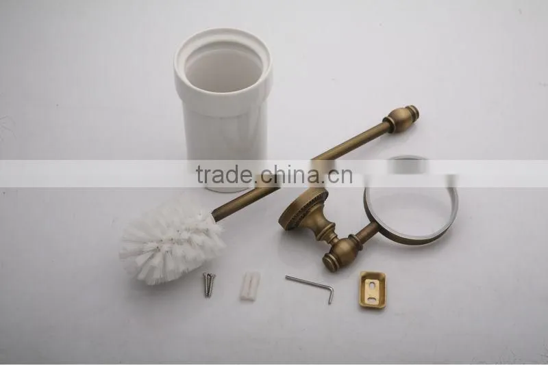 2014 Antique Fashion White Ceramic Antique Copper Toilet Brush Holder Accessories for Bathroom