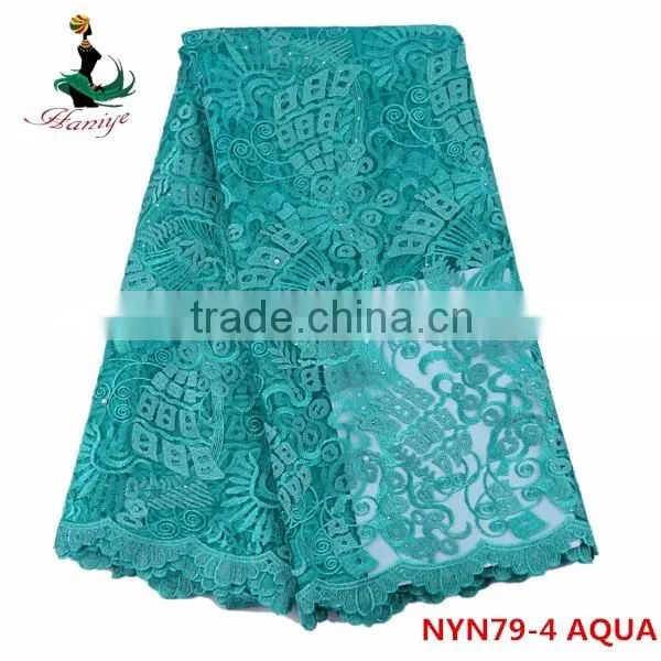 Haniye 2016 Nigerian wholesale embroidered french tulle lace fabric/NYN79