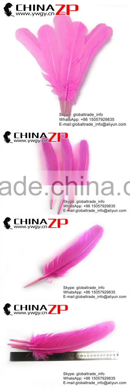 ZPDECOR Crafts Factory Wholesale High Quality Dyed Pink Solid Color Turkey Feather for Sale
