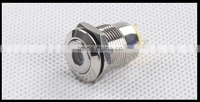 12MM LED Indicator flat metal push button switch for Electronic Products