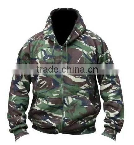 MENS ARMY JACKET HOODIE FLEECE LINED HOODY S M L XL XXL CAMO FISHING
