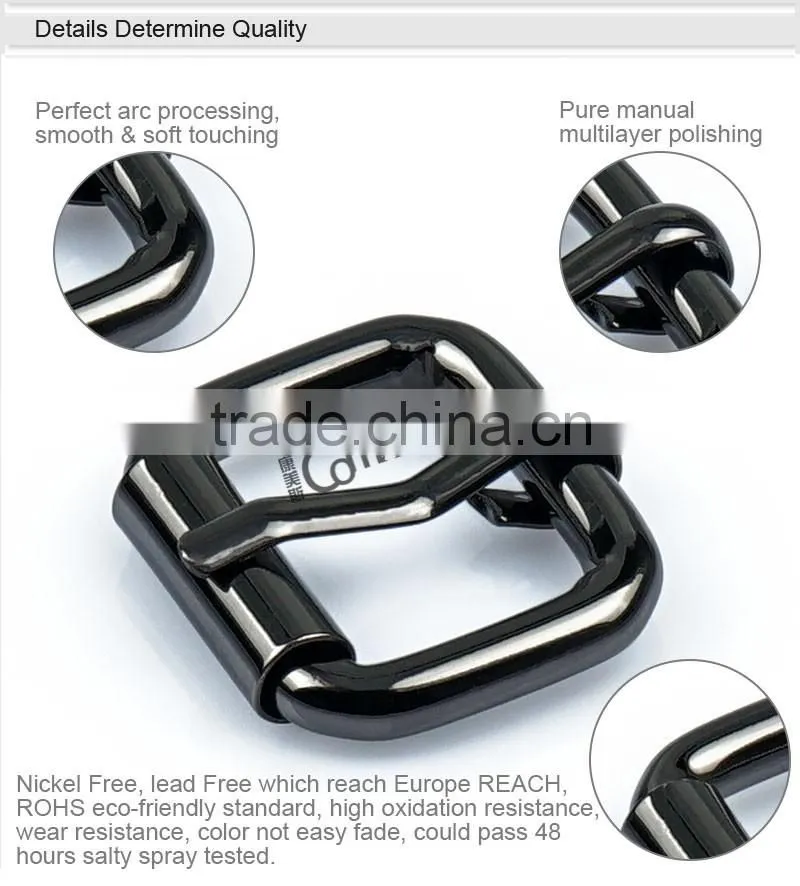 Metal shiny black belt pin buckle for strap