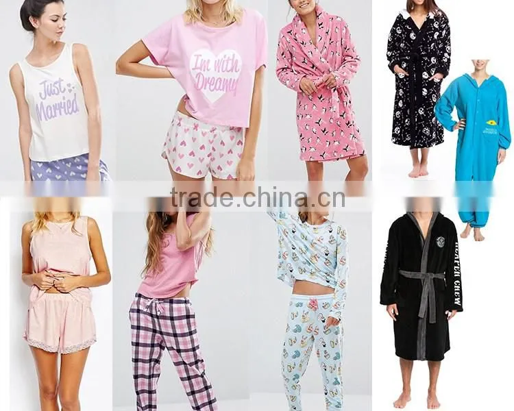 alibaba china best quality cotton fabric cartoon printing sleepwear