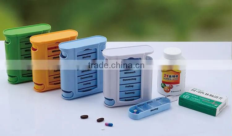 Hot selling plastic travel portable drawer weekly pill box