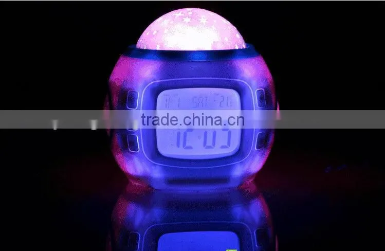 pretty decorative table desk digital LED star projector alarm clock