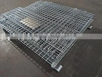 Aceally Foldable wire mesh pallet box/demountable steel storage cage for sale