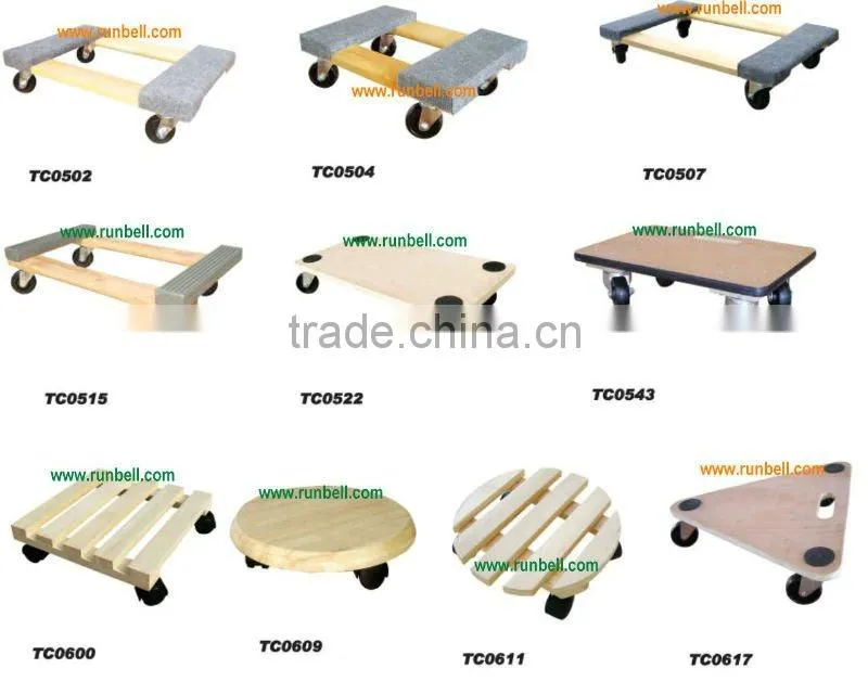 Wooden Hand Dolly With 4 Caster Wheels