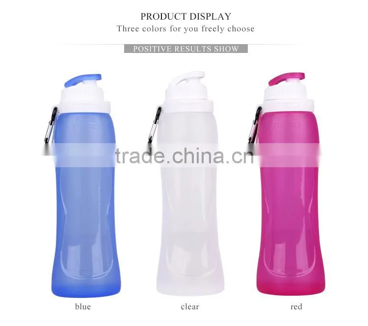 2017 Low Price Fashional Design 1000ml Sports Silicone Collapsible Water Bottle With Carabiner