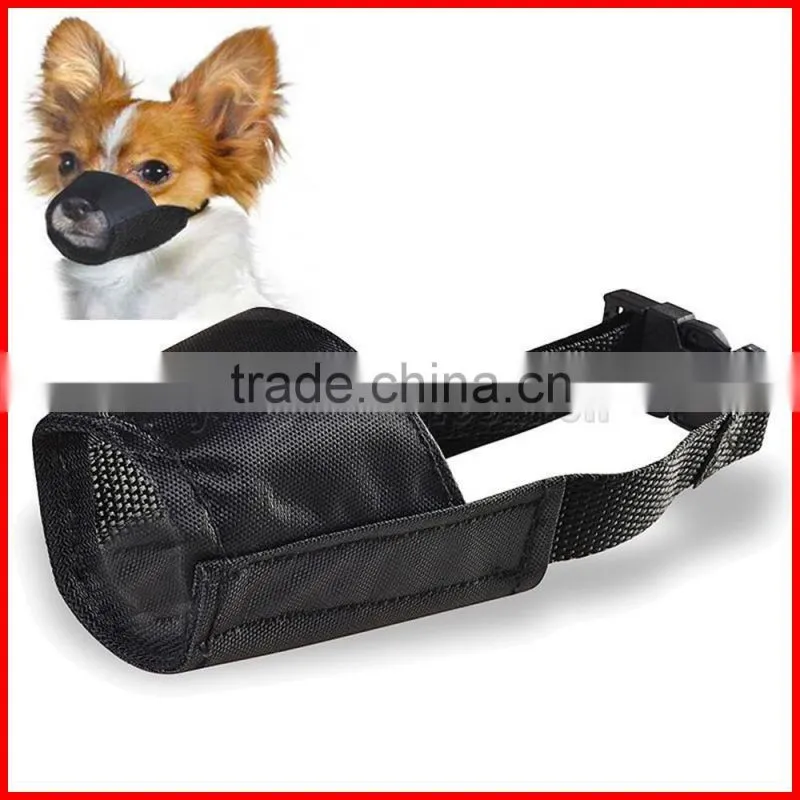 Black Pet Adjustable Dog Muzzle Fabric Nylon Comfortable Soft No Bark Bite Chew