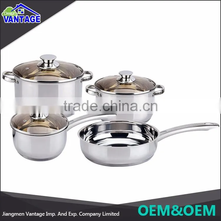 High quality stainless cooking pot kitchen 7pcs cookware sets surgical steel cookware