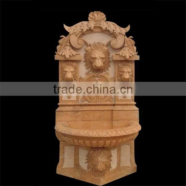Marble Wall Water Fountain with Lion Head